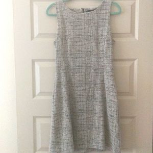 Tahari Business Dress with Pockets, Black and White Twill Pattern, Size 10